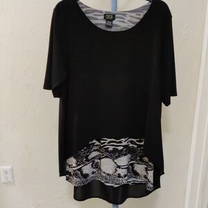 Shannon Ford Black/Animal Print Flowy Tunic High-low Size L